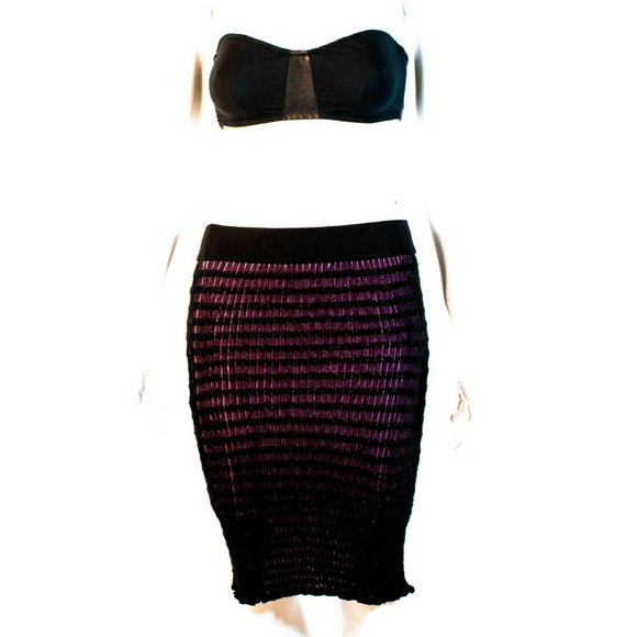 Alexander Wang T Stretch Knit Pink & Black Skirt